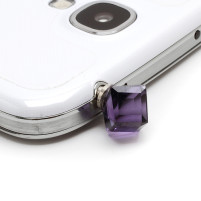 Бижу за телефон 3.5 mm jack кристален куб лилаво
